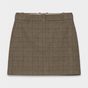 Aritzia Babaton Chisel Skirt Plaid Brown Mini Skirt - Size 0